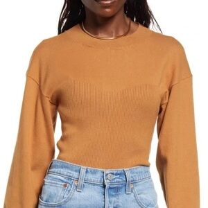 NWT Open Edit Corset Detail Cotton Blend Sweater XS